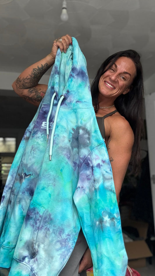 Blue fire  - Bespoke Tie Dye SPB Oversize Hoodie