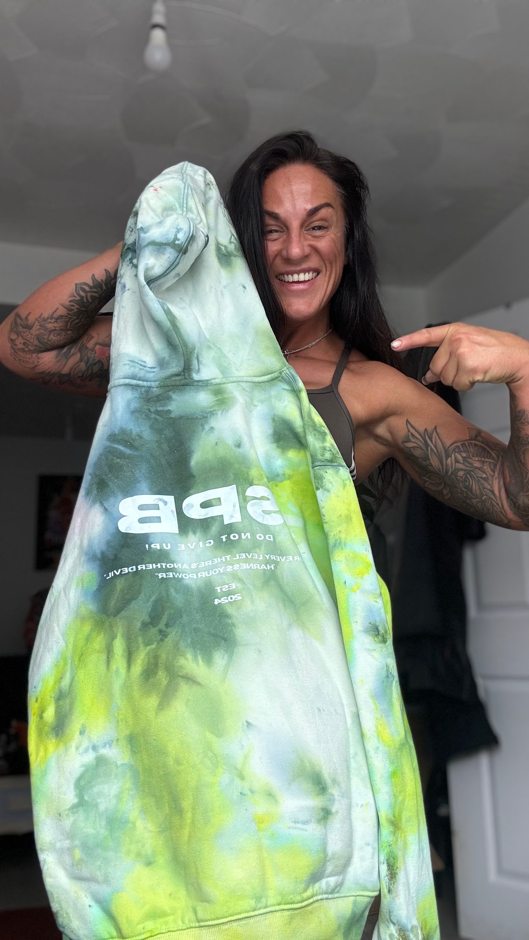 Bespoke Tie Dye SPB Hoodie - The Green Galaxy