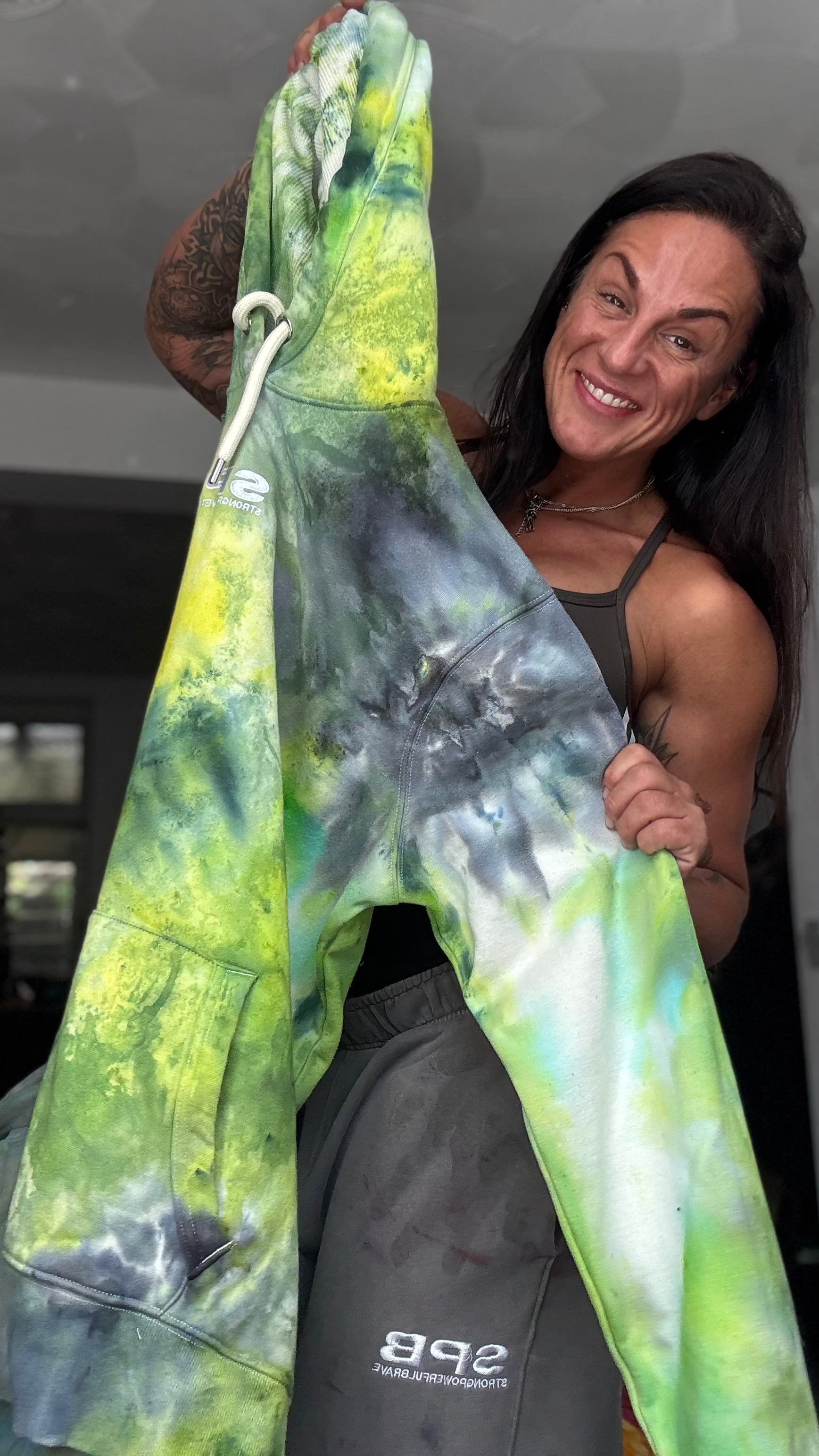 Bespoke Tie Dye SPB Hoodie - The Green Galaxy